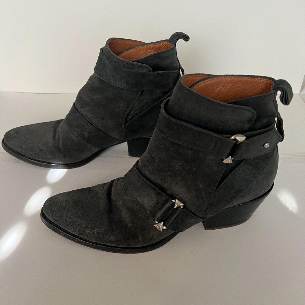 Beautiful Sartore Paris Distressed Suede Ankle Bootie